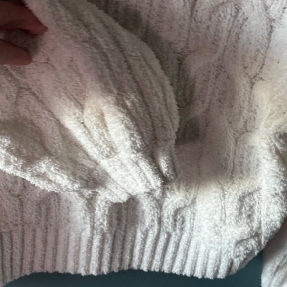 Moon & Madison M White Long Sleeve Cowl Cable Knit Crop Classic Cozy Chic Rib - Picture 6 of 9